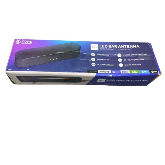 NEW Core Innovations 80-Mile LED TV Antenna Indoor Amplified Bar - Package Wear - Picture 1 of 5